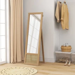 Espejo de pie Salvia Homcom con marco y soporte natural 158x50x45 cm