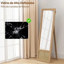 Espejo de pie Salvia Homcom con marco y soporte natural 158x50x45 cm