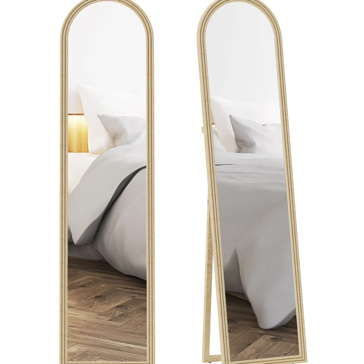 Espejo de pie Viena Homcom 2 formas de uso beige 160x40 cm