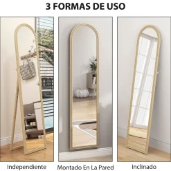 Espejo de pie Viena Homcom 2 formas de uso beige 160x40 cm
