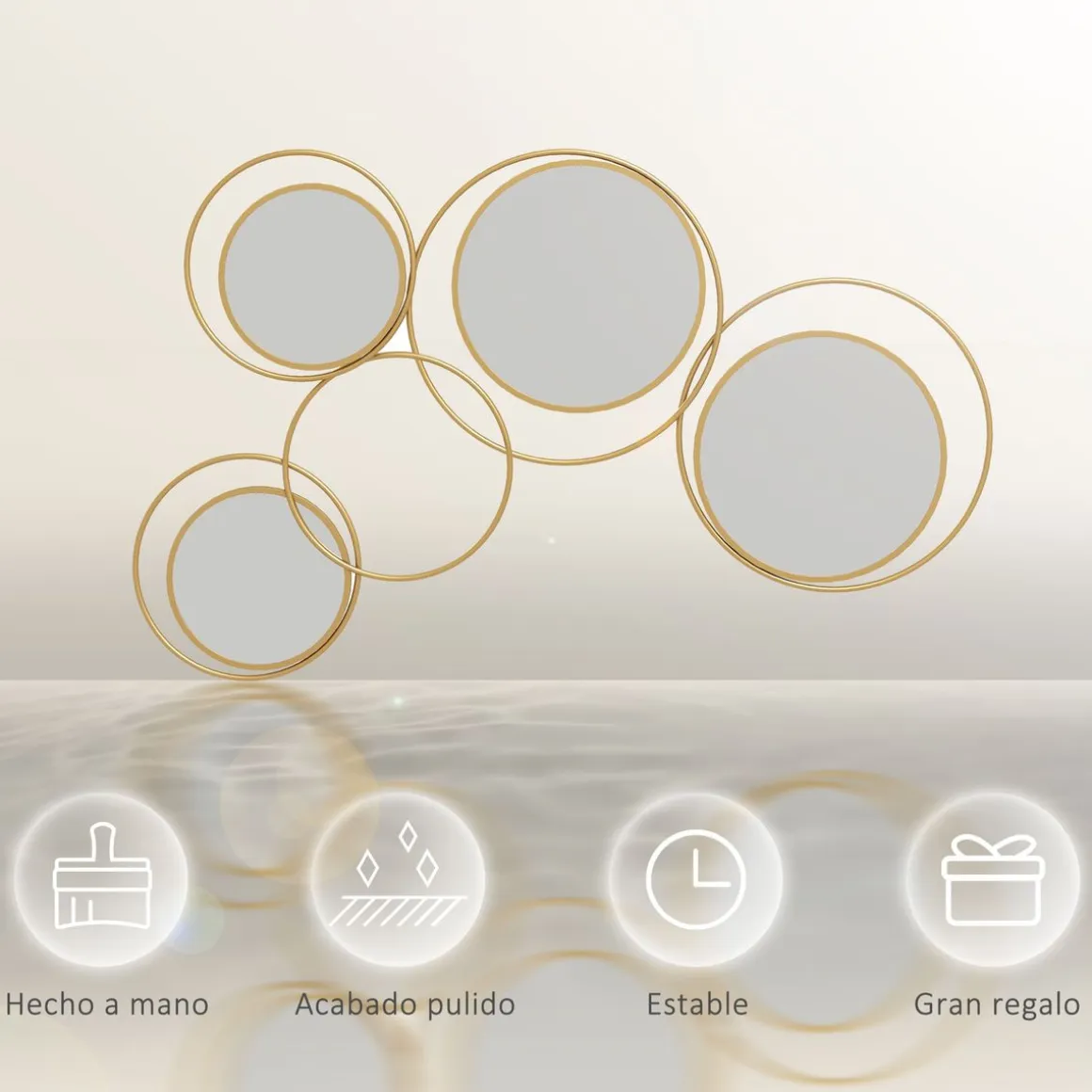 Espejo decorativo Dilux Homcom 4 espejos dorado 68x110x2 cm