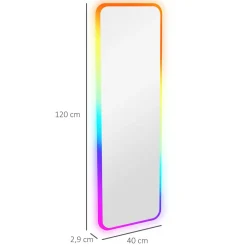 Espejo Defford Homcom luces LED 7 colores RGB 120x40 cm