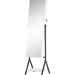 Espejo joyero Glam Homcom ángulo ajustable blanco/negro 157x47x36 cm