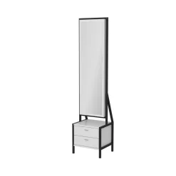 Espejo joyero Mocca 2 cajones + puerta blanco/negro 170x41x35 cm