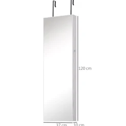 Espejo joyero Yoice Homcom con puerta 5 estantes + 2 cajones blanco 120x37x10 cm
