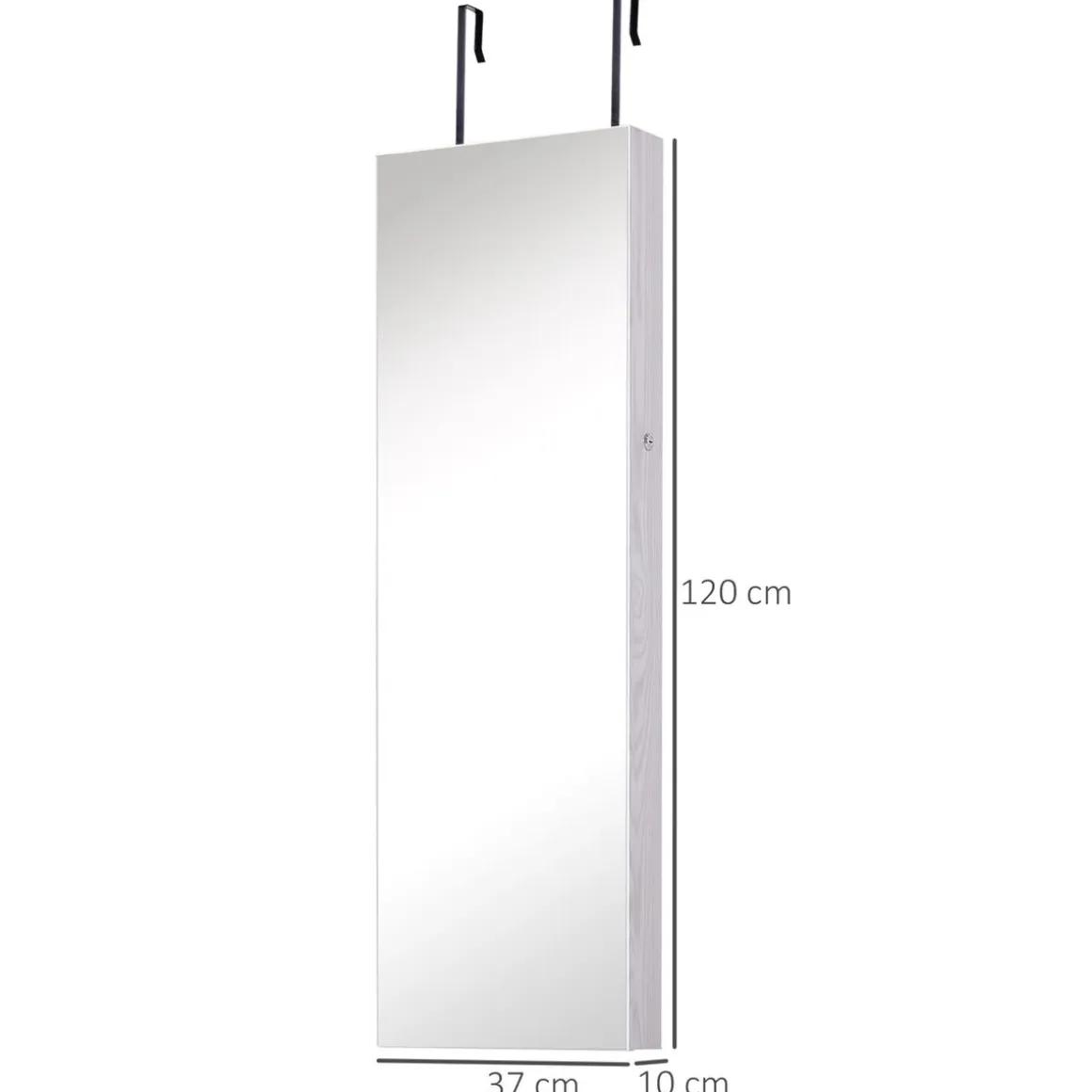 Espejo joyero Yoice Homcom con puerta 5 estantes + 2 cajones blanco 120x37x10 cm