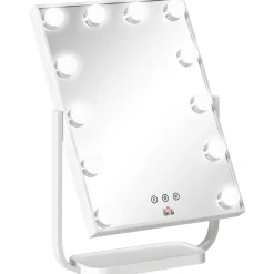 Espejo Lokin Homcom 3 modos 12 LEDs blanco 47,4x32,8x11 cm