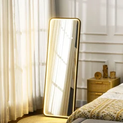 Espejo Lucke Homcom con luz LED ajustable 3 colores negro 151,5x50 cm