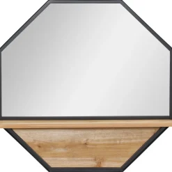 Espejo Octogal Homcom con estante negro 61x61x8,4 cm