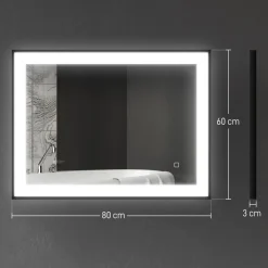 Espejo Oval Homcom antivaho con luz LED negro 60x80x3 cm