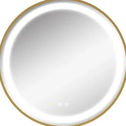 Espejo redondo Adán Kleankin con luz LED control táctil dorado Ø60x4 cm