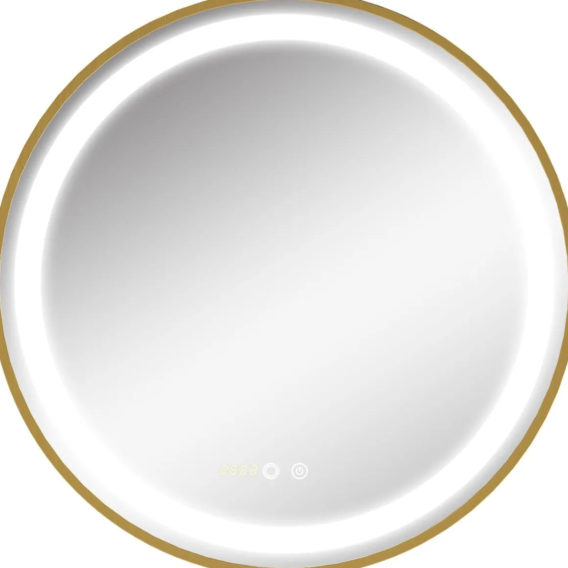 Espejo redondo Adán Kleankin con luz LED control táctil dorado Ø60x4 cm