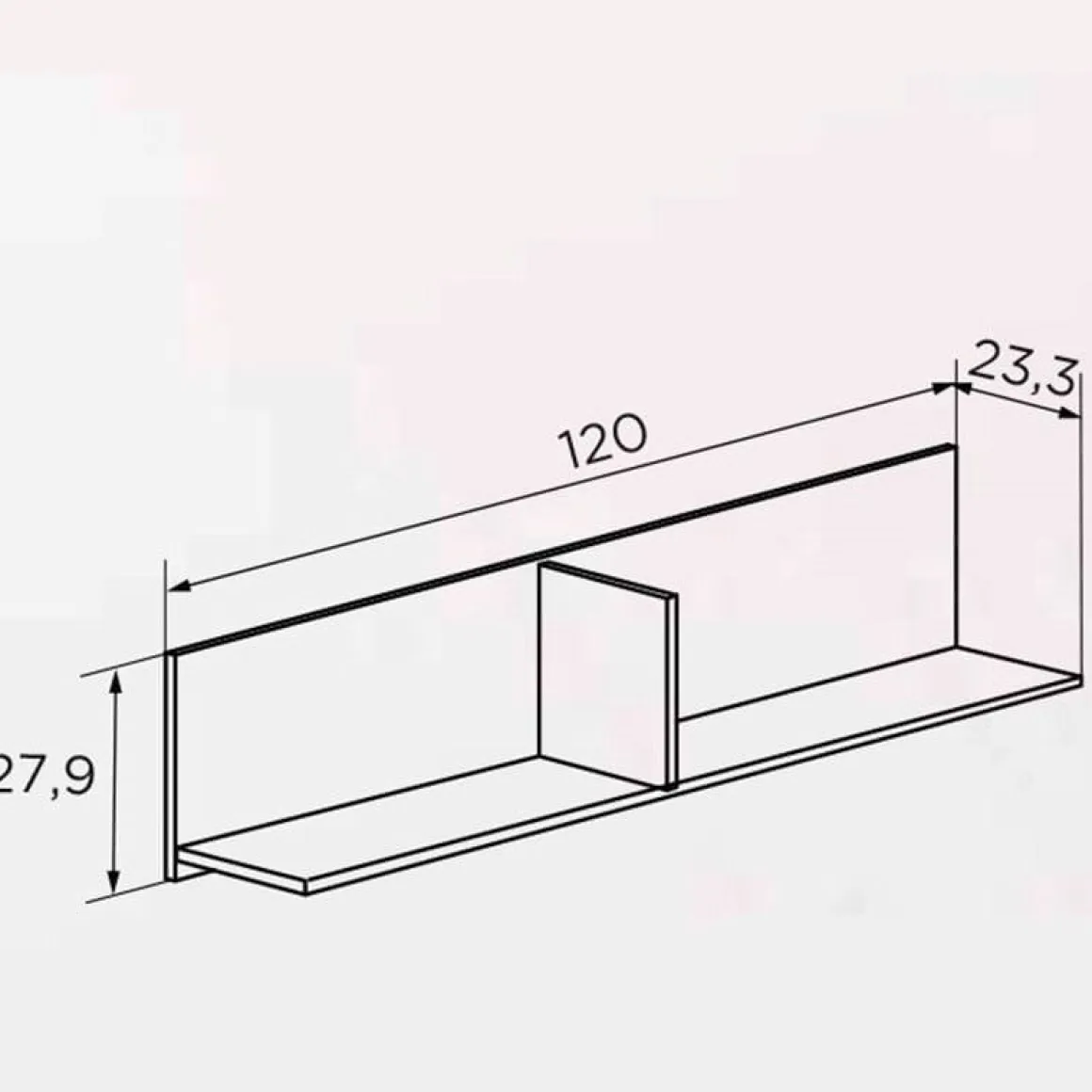 Estante Champion con separador blanco/cambria 27,9x120x23,3 cm