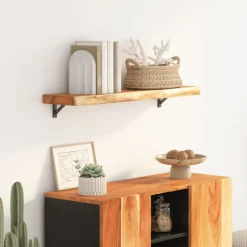 Estante de pared Acacia borde irregular natural 2,5x70x30 cm