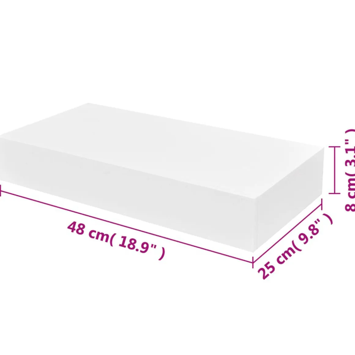 Estante de pared flotante 1 cajón blanco 8x48x25 cm