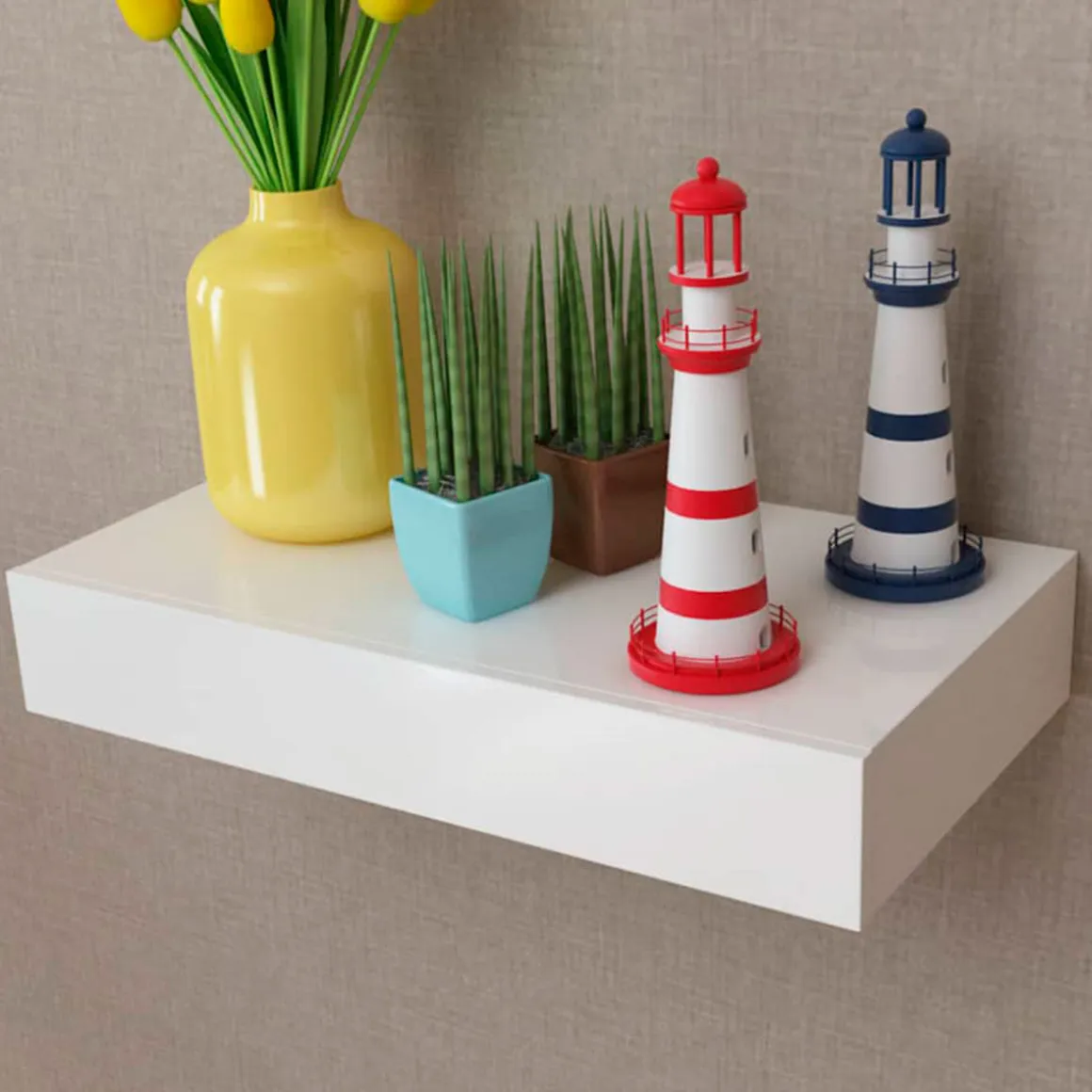 Estante de pared flotante 1 cajón blanco 8x48x25 cm