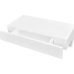 Estante de pared flotante 1 cajón blanco 8x48x25 cm