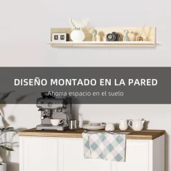 Estante de pared Maiao Homcom natural/blanco 20x120x15 cm
