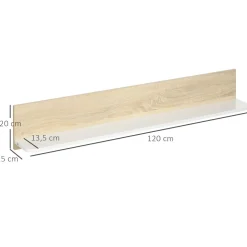 Estante de pared Maiao Homcom natural/blanco 20x120x15 cm