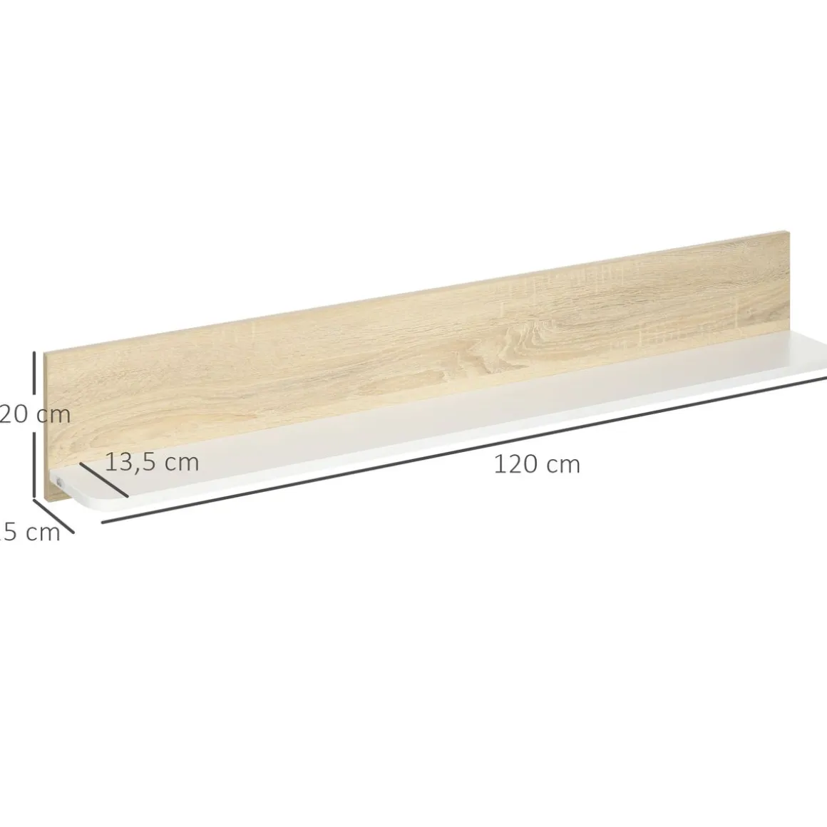 Estante de pared Maiao Homcom natural/blanco 20x120x15 cm