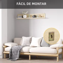 Estante de pared Maiao Homcom natural/blanco 20x120x15 cm