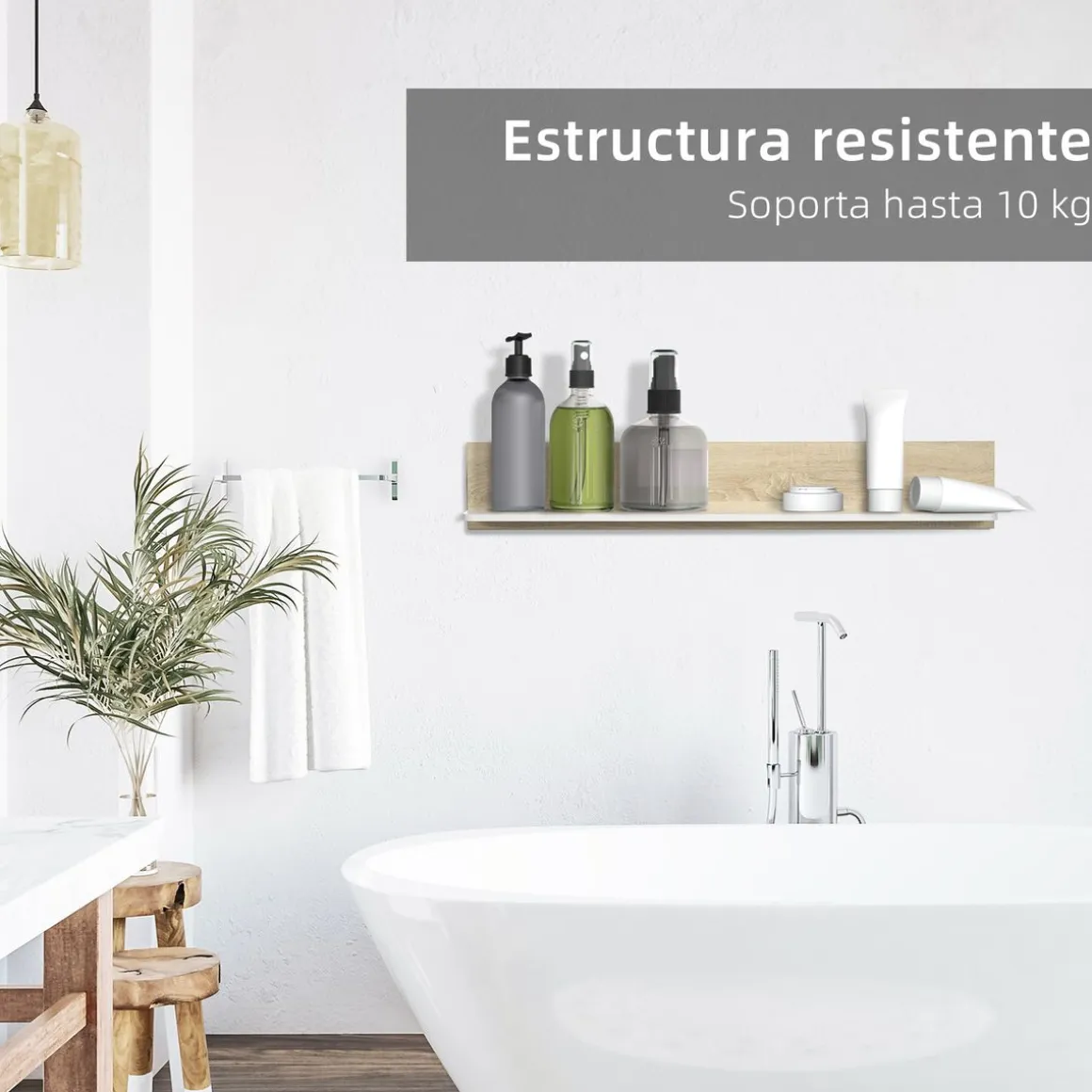 Estante de pared Maiao Homcom natural/blanco 20x120x15 cm