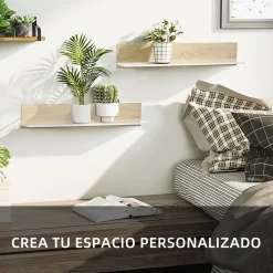 Estante de pared Maiao Homcom natural/blanco 20x120x15 cm