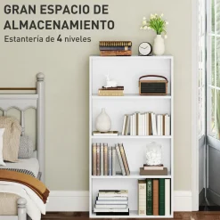 Estantería Abraxans Homcom 4 niveles blanco 80x60x24 cm