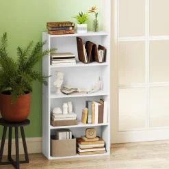 Estantería Abraxans Homcom 4 niveles blanco 80x60x24 cm