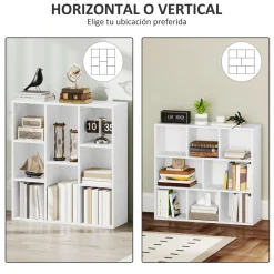 Estantería Alhia Homcom 8 compartimentos blanco 80x74,3x24 cm