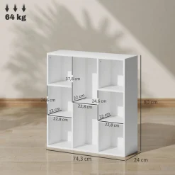 Estantería Alhia Homcom 8 compartimentos blanco 80x74,3x24 cm