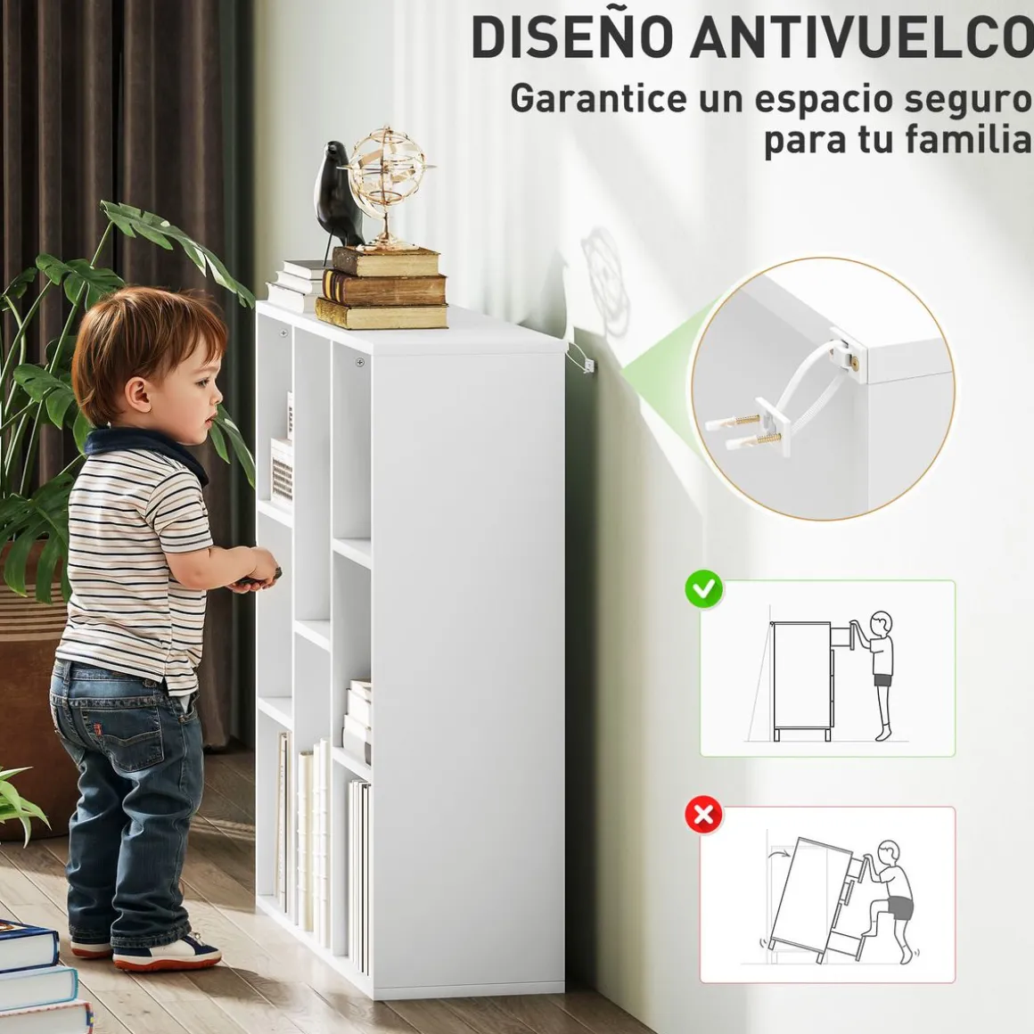 Estantería Alhia Homcom 8 compartimentos blanco 80x74,3x24 cm