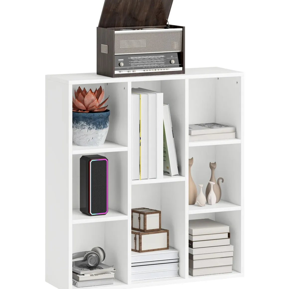 Estantería Alhia Homcom 8 compartimentos blanco 80x74,3x24 cm