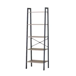 Estantería Aurea 5 niveles negro/natural 152x56x37 cm