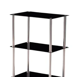 Estantería Bristol 4 estantes vidrio templado negro 122x60x40 cm
