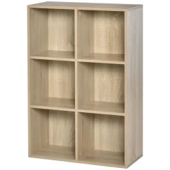 Estantería Corozal Homcom 6 módulos roble 97,5x65,5x30 cm