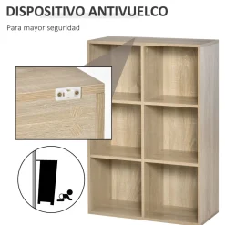 Estantería Corozal Homcom 6 módulos roble 97,5x65,5x30 cm