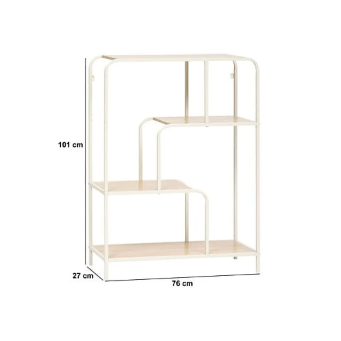 Estantería Curvy 3 estantes blanco/natural 101x76x27 cm