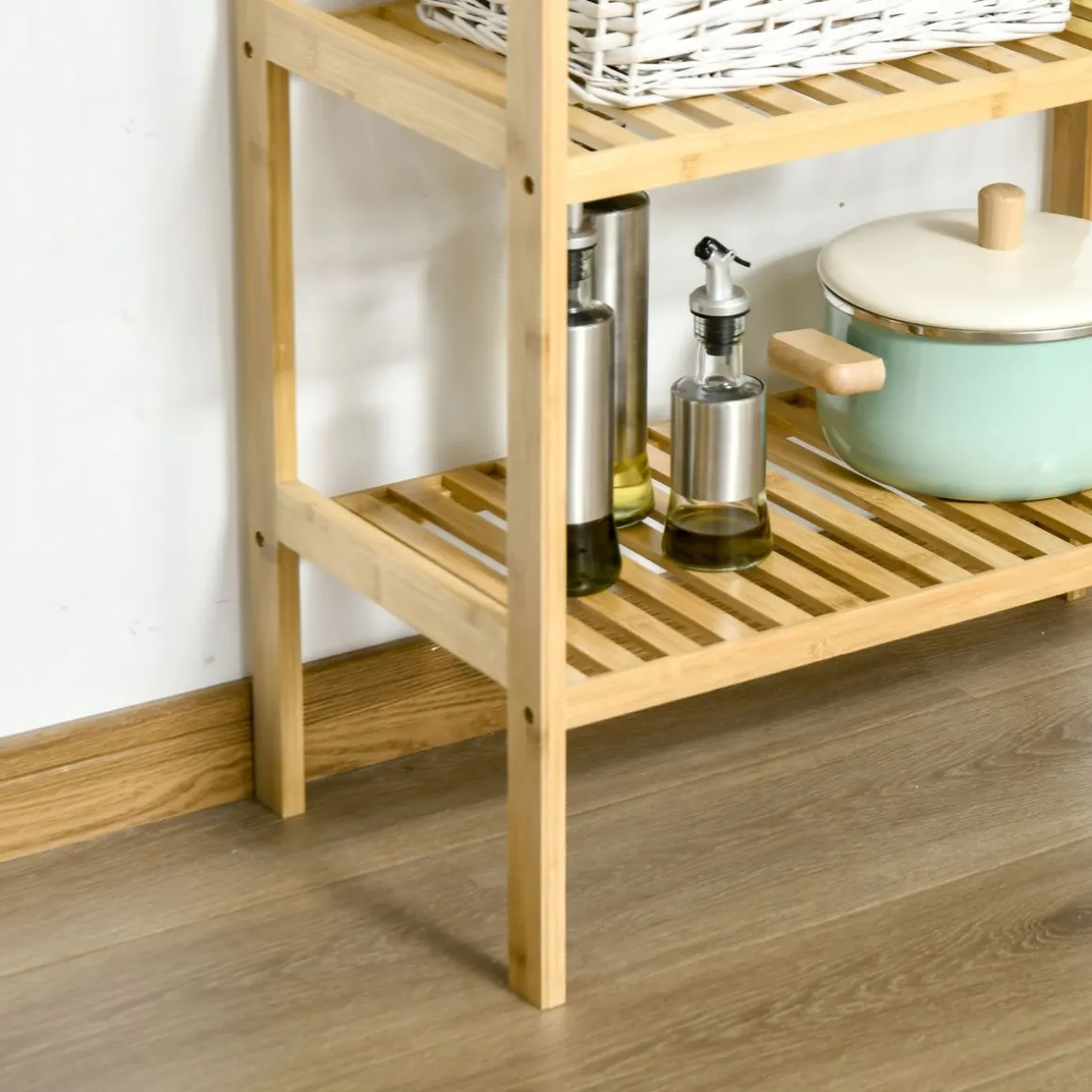 Estantería Dawai Homcom 3 niveles bambú natural 80x62x33 cm