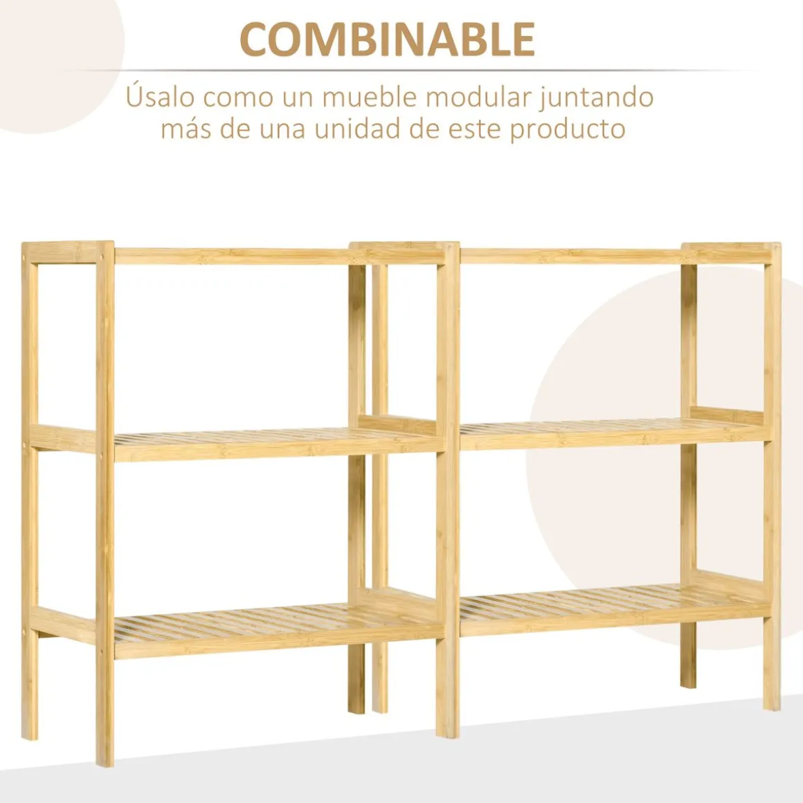 Estantería Dawai Homcom 3 niveles bambú natural 80x62x33 cm
