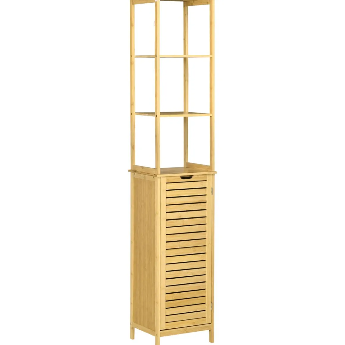 Estantería de baño Kaleh Kleankin 3 estantes + armario natural 173x34x30 cm