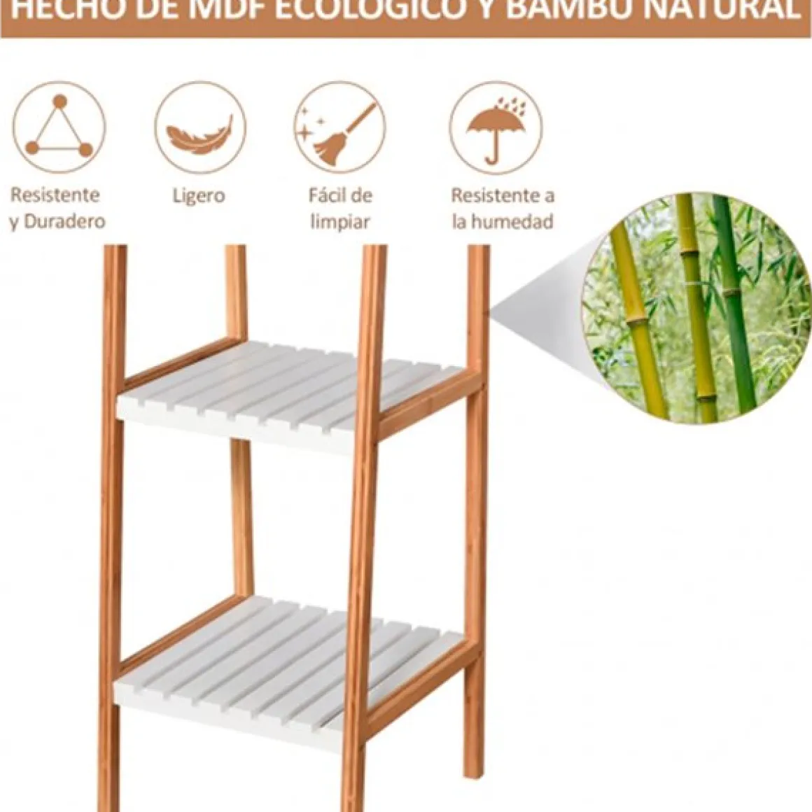 Estantería de Baño Kleankin con 5 niveles de pino blanco 35x36x138.5 cm