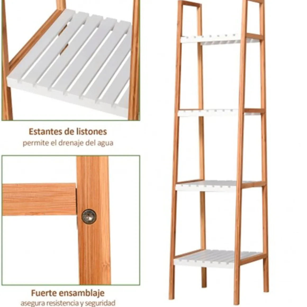 Estantería de Baño Kleankin con 5 niveles de pino blanco 35x36x138.5 cm