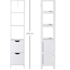 Estantería de baño multiusos antivuelco blanco 30x30x144 cm