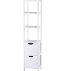 Estantería de baño multiusos antivuelco blanco 30x30x144 cm