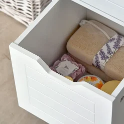 Estantería de baño multiusos antivuelco blanco 30x30x144 cm