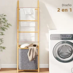 Estantería de baño NaturaFlow Homcom 2 en 1 133x35x43 cm