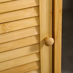 Estantería de baño Talai Homcom 1 puerta + 2 estantes bambú 67x33x36,5 cm