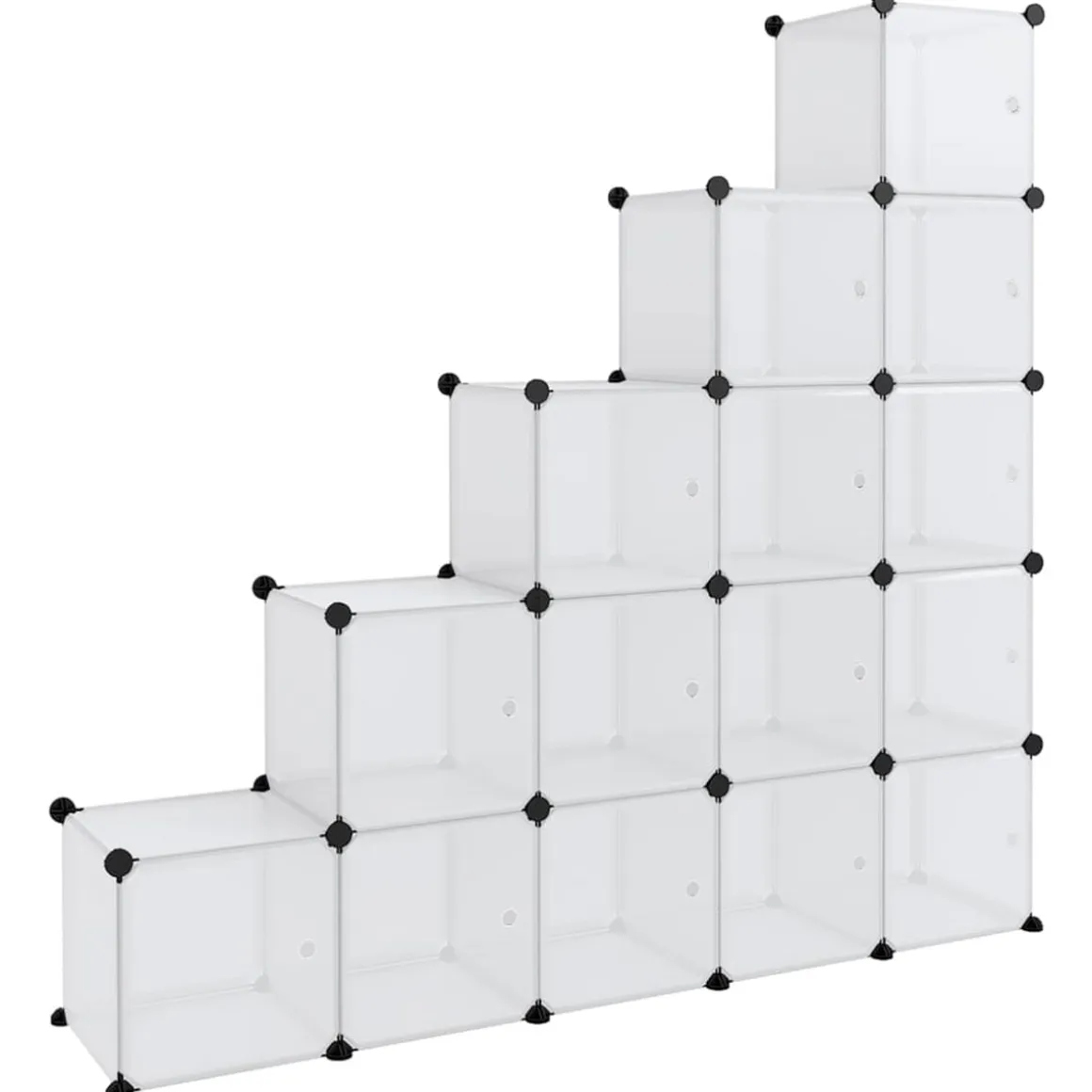 Estantería de cubos escalonada 15 compartimentos con puertas transparente 153,5x155x32 cm