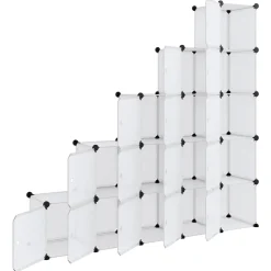 Estantería de cubos escalonada 15 compartimentos con puertas transparente 153,5x155x32 cm